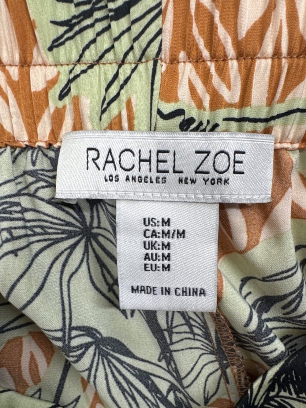 Rachel Zoe Wide Leg Palazzo Pants Women's M Tropical Palm Tree Resortwear - Picture 3 of 10